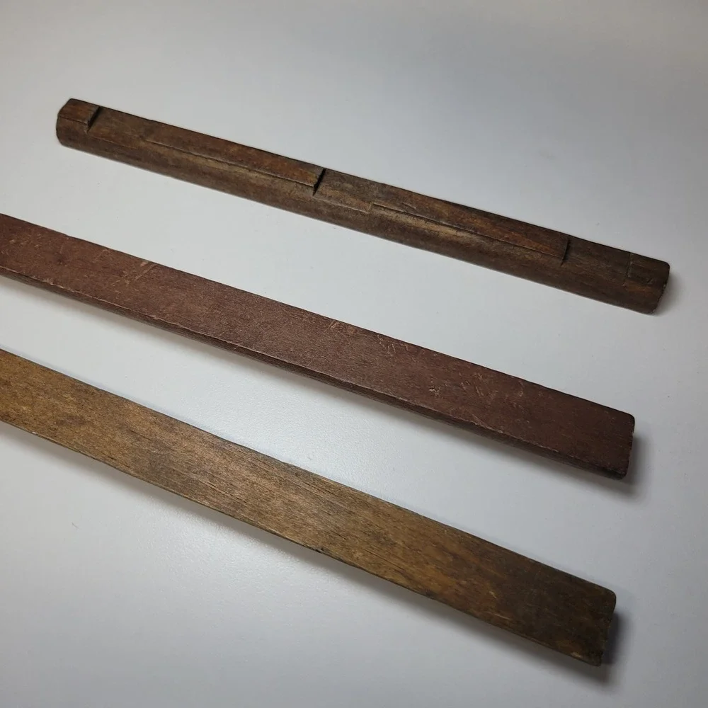 Lincoln Logs Vintage Wood Flat Side Replacement Pieces 7.5 Inch Set of 3